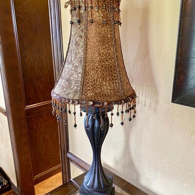Lamp with Textured Pattern Shade and Beads