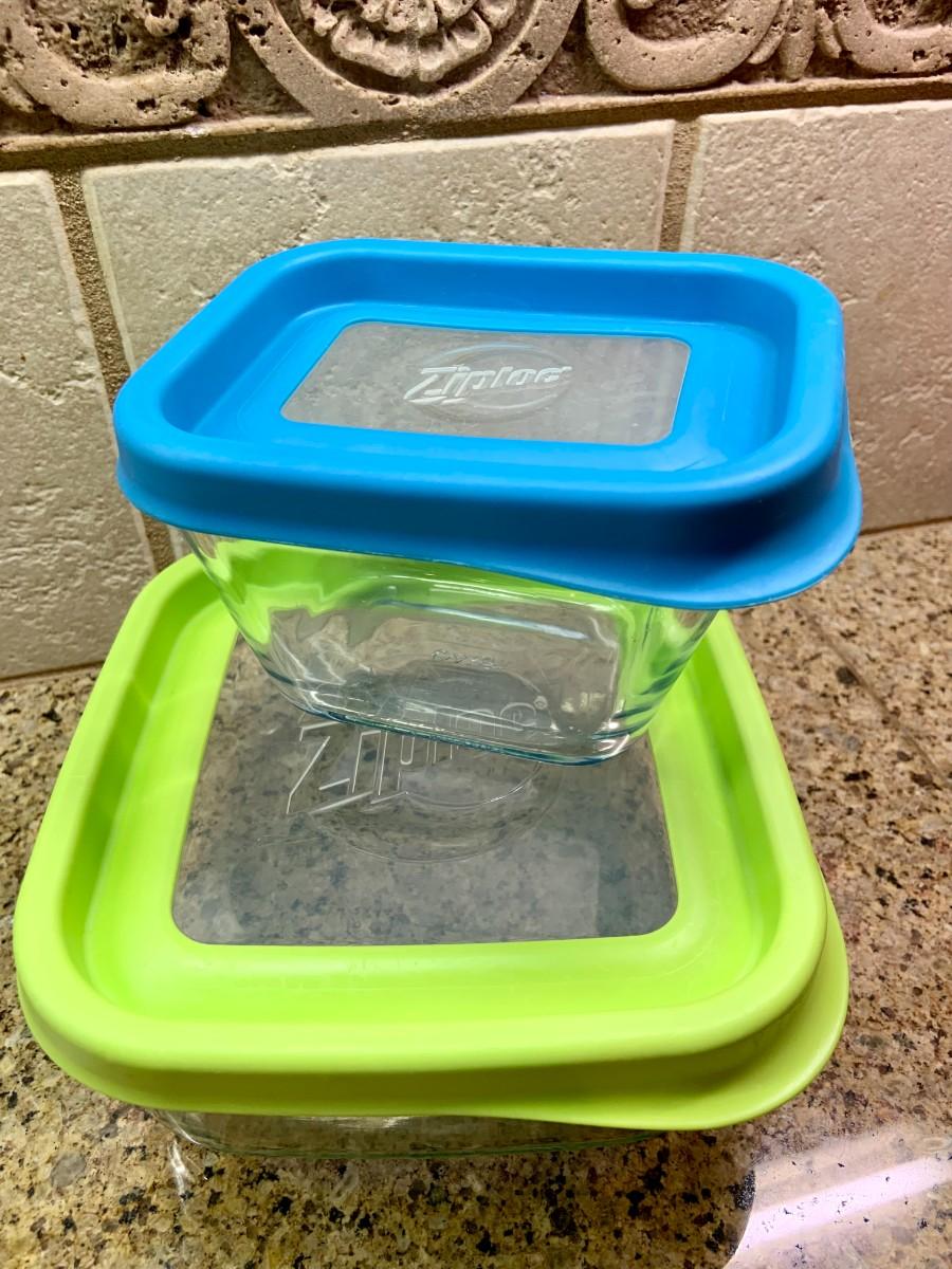 Set Ziploc glass kitchen storage containers