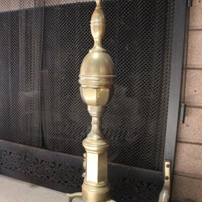 Brass Fireplace Andirons Tools & Hearth Guard *SCREEN NOT INCLUDED*