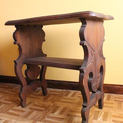 Small Antique Vintage Wood Side Table Bench
