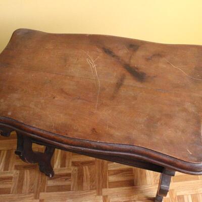 Small Antique Vintage Wood Side Table Bench