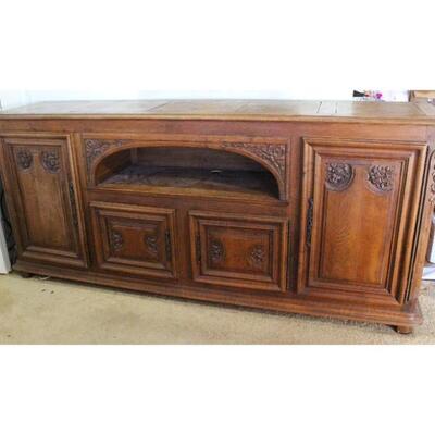 Antique Victorian Carved Oak Sideboard Buffet Dresser Credenza