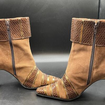 Bellini Tan Brown Suede High Heel Zip Up Boots