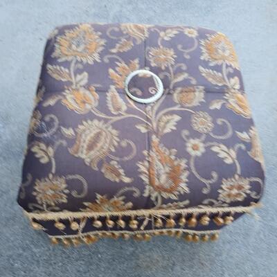 Fabric Stool  Ottoman Brown and Gold