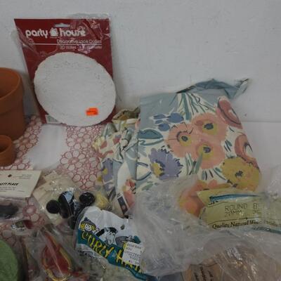Crafts Lot: Crafts Magazines, Plant Pots, Small Beads and Pomp Pompons