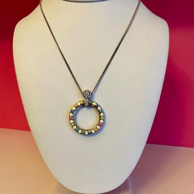 Brighton Pastel Stone Circle Pendant Necklace