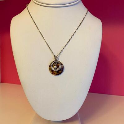 Brighton Tortoise Shell, Crystal and Pearl Pendant Necklace