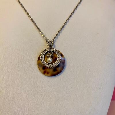 Brighton Tortoise Shell, Crystal and Pearl Pendant Necklace