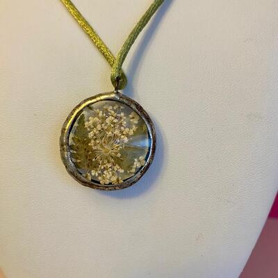 Glass Flower Pendant Adjustable Necklace