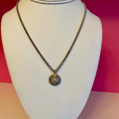 Judith Ripka Pave Diamond Circle Pendant Necklace