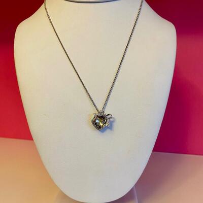 Swarovski Crystal Heart Pendant with Bow Necklace