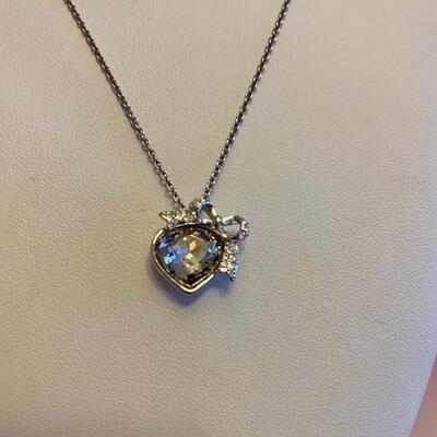 Swarovski Crystal Heart Pendant with Bow Necklace