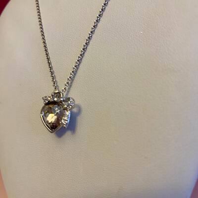 Swarovski Crystal Heart Pendant with Bow Necklace