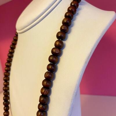 Love Crazy Designs Three Flower and Wood Bead Necklace