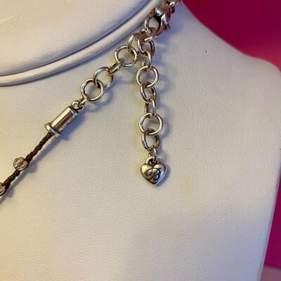 Brighton Flower Pendant on Brown and Beaded Necklace