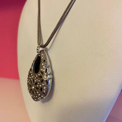 Brighton Reversible Flower and Crystal Teardrop Pendant Necklace