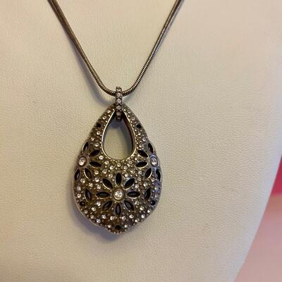 Brighton Reversible Flower and Crystal Teardrop Pendant Necklace