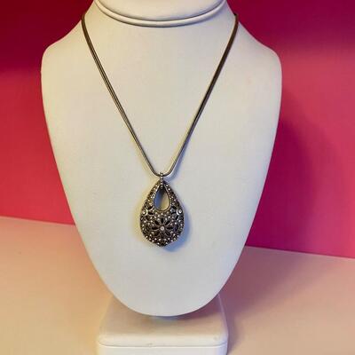 Brighton Reversible Flower and Crystal Teardrop Pendant Necklace