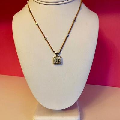 Brighton Peace Brown Corded Pendant Necklace