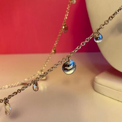Long Silver Necklace with Circle Charms