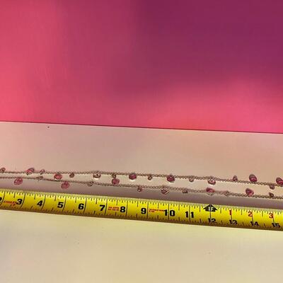 Long Silver Necklace with Circle Charms