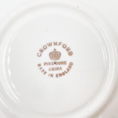CROWNFORD CHINA WHITE & GOLD TEACUP & SAUCER