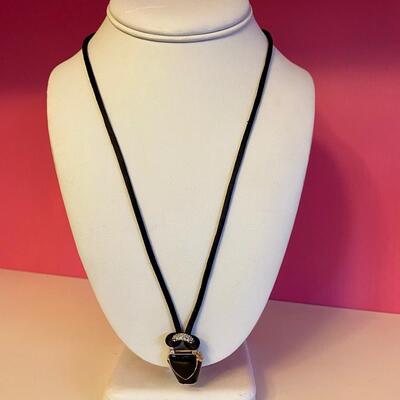 Black Purse with Crystal Handle Pendant Necklace