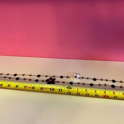 Long Beaded Necklace with Flowers