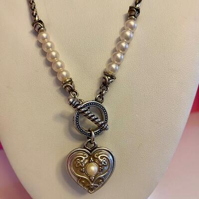 Brighton Heart with Pearls Toggle Necklace