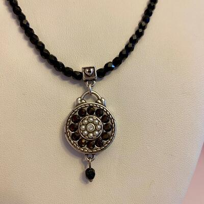 Brighton Jet Black Crystal Silver Necklace