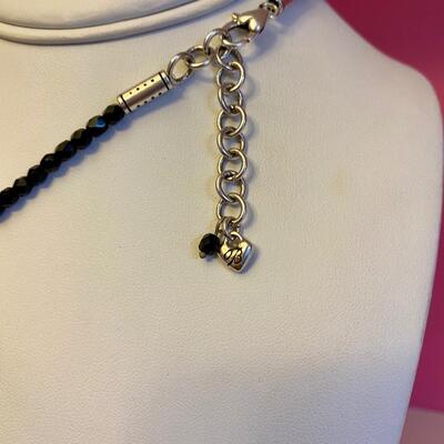 Brighton Jet Black Crystal Silver Necklace