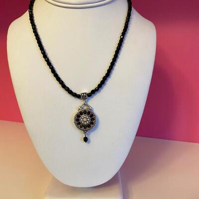 Brighton Jet Black Crystal Silver Necklace