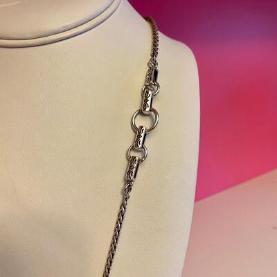 Long Brighton Necklace with Blue, Red and Yellow Stone Charms