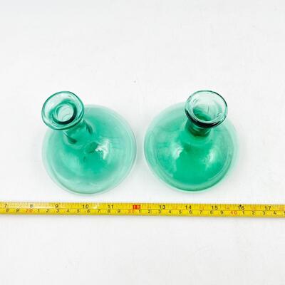 4â€ GREEN GLASS VASES