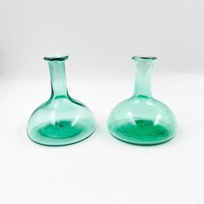 4â€ GREEN GLASS VASES