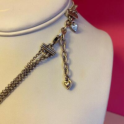 Brighton Three Strand Silver Necklace with Pendant