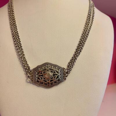 Brighton Three Strand Silver Necklace with Pendant