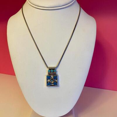 Brighton Ladies Blue Floral Design Pendant