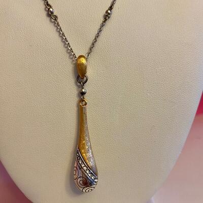 Brighton Gold, Silver and Crystal Teardrop Pendant Necklace