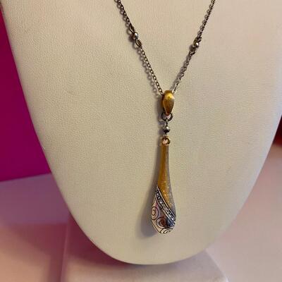 Brighton Gold, Silver and Crystal Teardrop Pendant Necklace