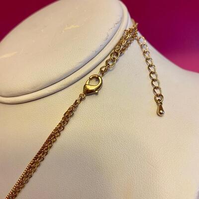 Three strand Gold and Orange Bead Necklace