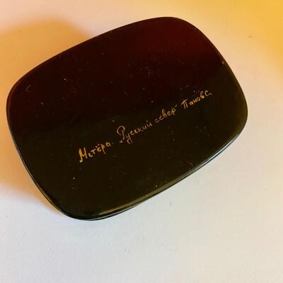 Russian Lacquer Box Cranes Over Village