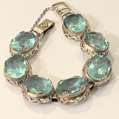 Silpada Sterling Silver Aqua Glass Bracelet