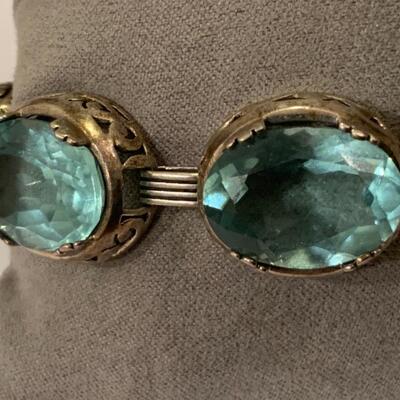 Silpada Sterling Silver Aqua Glass Bracelet