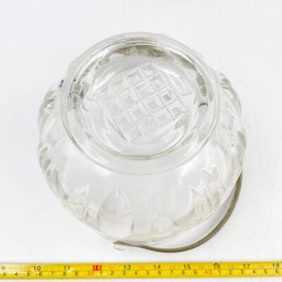 VINTAGE CRYSTAL ICE BUCKET W/ HAMMERED METAL TONGS