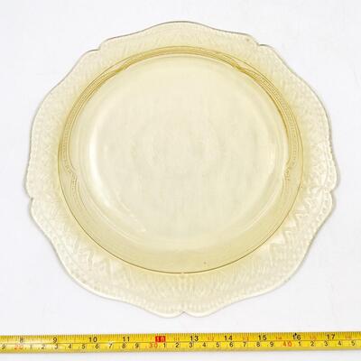 VINTAGE 11â€ YELLOW DEPRESSION GLASS PLATE