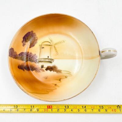 VINTAGE MEITO CHINA 5â€ HAND PAINTED WINDMILL DISH