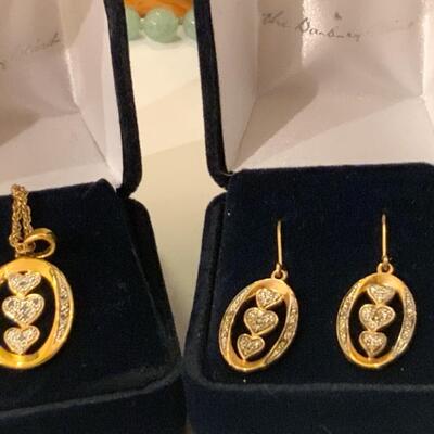 Danbury Mint Diamond Necklace and Earings