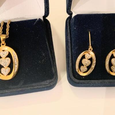 Danbury Mint Diamond Necklace and Earings