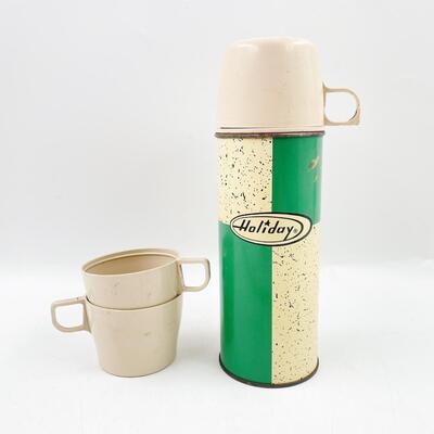 VINTAGE HOLIDAY PINT THERMOS & CUPS
